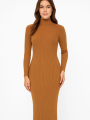 Boğazlı Triko Kadın Elbise - Kahverengi -
