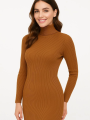 Boğazlı Triko Kadın Elbise - Kahverengi -