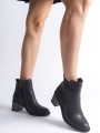 LARISSA Fermuarlı Ortopedik Taban Suya ve Soğuğa Dayanıklı Topuklu Cilt Kadın Bot ST Siyah