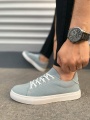 Mode Bağcıklı Mavi Süet Erkek Günlük Sneaker Ayakkabı