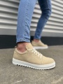 Krem Cool Bağcıklı Süet Erkek Günlük Spor Klasik Ayakkabı