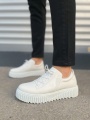 JY502 Bold Bağcıklı Cilt Erkek Günlük Sneaker Ayakkabı CBT - Beyaz