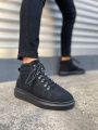 Atto Bağcıklı Ortopedik Taban Süet Erkek Spor Bot SST - Siyah