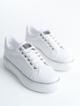 MINA Beyaz Gümüş Bağcıklı Ortopedik Taban Kadın Sneaker Spor Ayakkabı