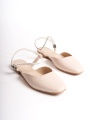 CAROLINE Lastikli Ortopedik Rahat Taban Bilekten Taş Detaylı Kadın Babet Ayakkabı KT Krem