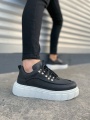 Siyah Beyaz Cloud Bağcıklı Cilt Erkek Günlük Sneaker Ayakkabı
