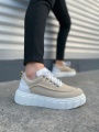 Krem Beyaz Cloud Bağcıklı Süet Erkek Günlük Sneaker Ayakkabı