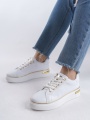 MINA Beyaz Altın Bağcıklı Ortopedik Taban Kadın Sneaker Spor Ayakkabı