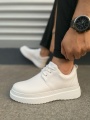 JYx03 Luxor Bağcıklı Cilt Erkek Günlük Spor Klasik Ayakkabı CBT - Beyaz