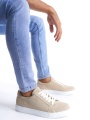SLW165 Elite Bağcıklı Süet Erkek Günlük Sneaker Ayakkabı SBT - Krem