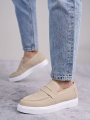 Estilo X Bağcıksız Süet Erkek Günlük Spor Klasik Ayakkabı BT - Krem