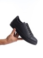 SLW165 Elite Bağcıklı Cilt Erkek Günlük Sneaker Ayakkabı CST - Siyah