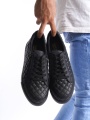 SLW166 Prestige Bağcıklı Cilt Kapitone Desenli Erkek Günlük Sneaker Ayakkabı CST - Siyah