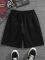 İki İplik Düz Oversize Şort - Siyah
