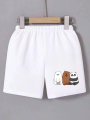 Velmora    Beli Lastikli Baskılı Mini Şort - Beyaz -