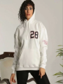 Velmora Premium Kapşonlu Baskılı Sweetshirt - Beyaz