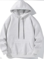 Velmora Premium Uzun Kol Kapşonlu Basic Sweatshirt hoodie - Gri