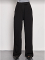 Kadin Likralı Cirt Kapama Siyah Palazzo Pantolon - Siyah