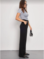 Kadin Likralı Cirt Kapama Siyah Palazzo Pantolon - Siyah