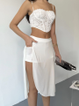 Velmora  Çepli Şortlu Yırtmaçlı Etek - Beyaz -