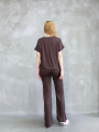 Osy Modal Yumuşak dokulu Kumaş Bisiklet Yaka Kısa Kollu Takım - Kahverengi