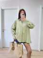 Velmora  Poplin   Yakalı Yandan Yırtmaçlı Arka Pens Detaylı Gömlek - Yeşil -