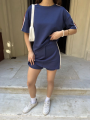 Velmora  Osy Modal T-shirt Mini Şortlu Etek İkili Takım -Lacivert -
