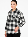 Velmora Premium Oduncu Gömlek – Uzun Kollu, Şardonlu Kumaş, Kırmızı Beyaz Kareli Desen, Regular Fit, Çift Cepli, Manşetli Günlük Şık Stil - Siyah