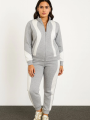 Velmora    Premium Parçalı Eşofman Takım - Dik Yaka Fermuarlı Sweatshirt - Gri -