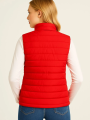 Velmora Şişme Fermuarlı Yelek Su itici Kapitone Astarlı Kumaş Cepli Hafif Kışlık Spor Rahat Kalıp - Kırmızı