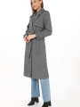 Velmora Uzun Kaşe Kaban – Balık Sırtı Dokuma Kaşmir Kumaş, Kruvaze Yaka, Kuşaklı Cepli Model, Oversize Rahat Kalıp - Boyalı Gri