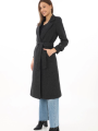 Velmora Balık Sırtı Kaşe Kaban – Uzun Boy Kruvaze Yaka Kuşaklı Astarlı Kışlık Tesettür Kaban, Yünlü Dokuma Kaşmir Kumaş, Cepli Rahat Oversize Kalıp Şık Modern Kaban Mont Modeli (Günlük ve Özel Gün Kombinlerine Uygun) - Siyah