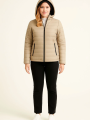 Velmora Şişme Kapüşonlu Fermuarlı Mont Su itici Kapitone Astarlı Kumaş Cepli Kışlık Rahat Kalıp - Bej