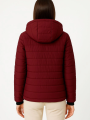 Velmora Şişme Kapüşonlu Fermuarlı Mont Su itici Kapitone Astarlı Kumaş Cepli Kışlık Rahat Kalıp - Bordo