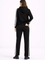 Velmora Premium Yandan Şeritli Eşofman Takım Kapüşonlu Sweatshirt Boru Paça Alt, Oversize 3 iplik Pamuklu - Siyah