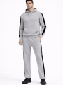 Velmora Premium Şeritli Eşofman Takım Kapüşonlu Sweatshirt Boru Paça Alt, Oversize 3 iplik Pamuklu - Gri