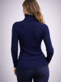 Velmora Premium Balıkcı Yaka Bağazlı Triko Kazak Pamuklu Kalın Fitilli Dokuma - Lacivert