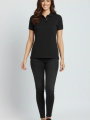 Laven Kadın Siyah Pike Kumaş Düğmeli Polo Yaka Tişört