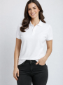 Kadın Pike Kumaş Düğmeli Yaka Regular Rahat Günlük Kısa kol Tişört T-shirt - Beyaz
