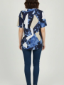 Kadın Desenli Püsküllü Viskon Bluz Bebe Yaka Kısa Kollu Big Size Rahat Kesim - Desenli