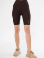Yüksek Bel Biker Sporcu Şort - Kahve
