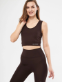 Kolsuz Sporcu Baskılı Crop - Kahve