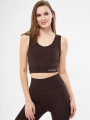 Kolsuz Sporcu Baskılı Crop - Kahve