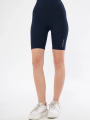 Yüksek Bel Fitilli Biker Baskılı Şort - Lacivert