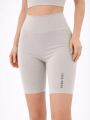 Yüksek Bel Biker Sporcu Şort - Taş