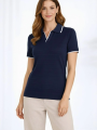 Lacivert Kadın Polo Yaka Fitilli Triko Tişört - Regular Fit Kısa Kollu Örme Bluz