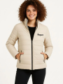 Kadın Mikro Su İtici Kapitone Baskılı Astarlı Fermuarlı Bomber Mont - Bej