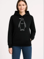 Kadın Nihilist Penguen Özel Tasarım Oversize Kapüşonlu Sweatshirt - Siyah