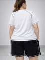 Kadın Battal Beden Kısa Kollu Tişört Şort Takım Kontrast Dikiş Detaylı Günlük Ev Giyimi - Beyaz