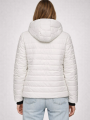 Kadın Şişme Kapüşonlu Fermuarlı Mont Su itici Kapitone Astarlı Kumaş Cepli Kışlık Rahat Kalıp - Krem